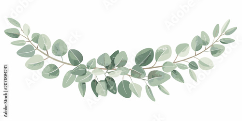 Eucalyptus branch illustration a watercolor style botanical arrangement with muted green tones decorative design flora