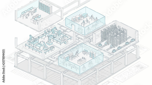 Canvas-taulu Modern office building floor plan design.