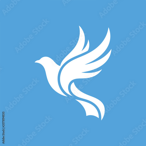 Minimalist white dove icon symbolizing peace and freedom.