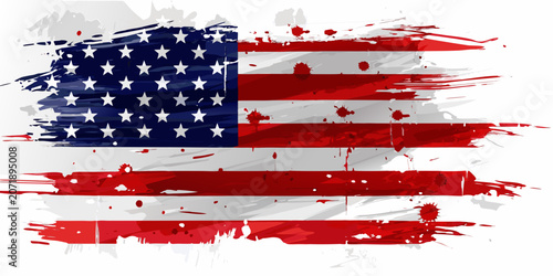 Fotografie American flag illustration with distressed texture and bold red and blue colorat
