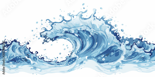 Foto Blue water splash with dynamic curves a vector illustration on a transparent bac