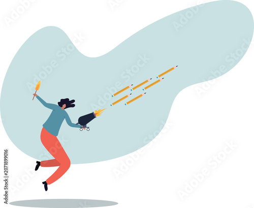 Cuadro en lienzo Launch new creativity idea, boost inspiration and challenge, start writing blog, storytelling or create brand