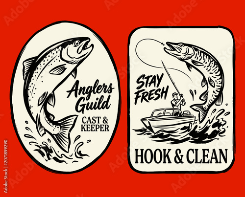 Photos Vintage fishing logo design collection