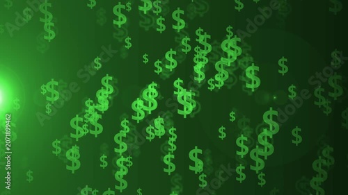 Floating dollar signs background showing money finance wealth profit and business growth concept animation