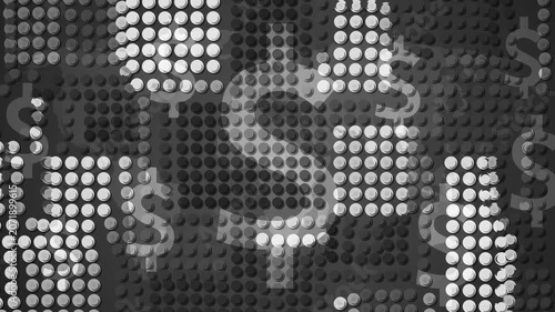 Abstract background of round dots and dollar signs, suggesting money finance and business themes animation