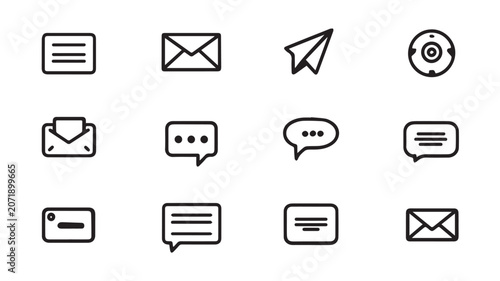 Minimalist UI Communication and Messaging Line Icon Vector Pack