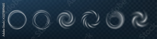 Obraz na plátně Round air flow vortex with smooth spiral wind motion and glowing light effect