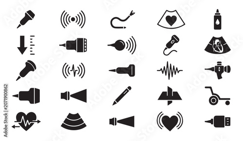 Fotografi Medical ultrasound imaging and diagnostic icon set with ultrasound, sonography