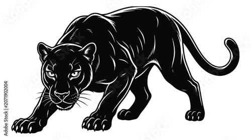 Foto Black panther mascot vector illustration, powerful stalking wild cat predator, a