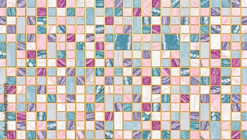 Multicolor Marble Mosaic Texture Colorful Stone Tile Pattern Seamless Background
