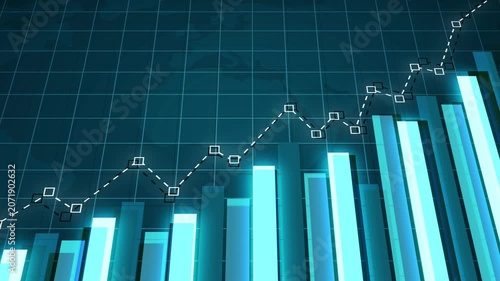 Abstract business chart with rising bar graph and line graph growth finance and market success animation