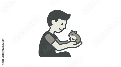 Canvas Print Man holding a piggy bank.