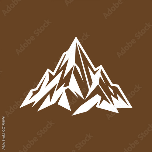 Minimalist geometric mountain peak vector icon illustration.