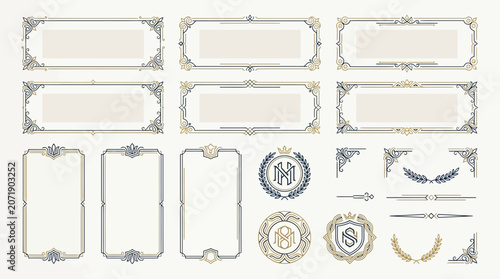 Ornate Decorative Borders, Frames and Monograms - Vector Graphics Set