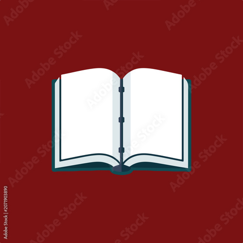 Open notebook with blank white pages isolated on a dark background.