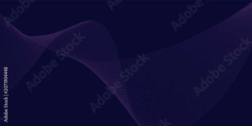 Abstract glowing wave lines on dark blue background. Dynamic wave pattern. Modern flowing wavy lines. Futuristic technology concept.