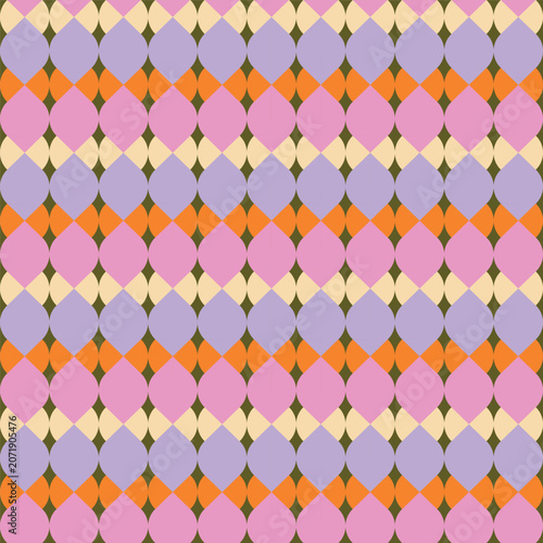 Obraz na plátně Interlocking ogee and teardrop tile seamless repeated pattern in a dense all-over grid