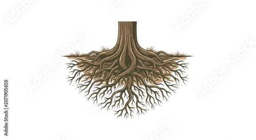 Tree Roots Underground Vector Illustration