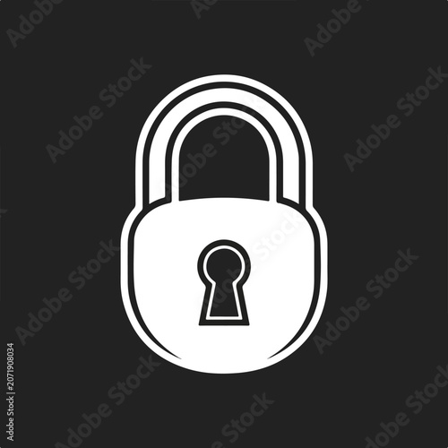 Minimalist white padlock icon on dark background.