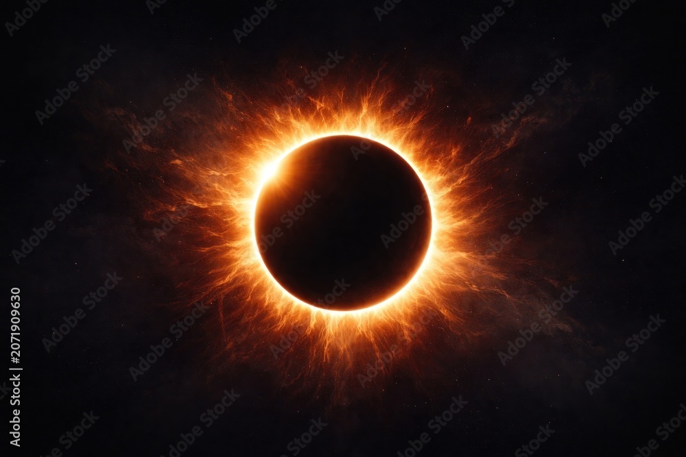 Obraz premium Stunning solar eclipse fiery glow