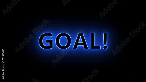 Neon colorful soccer goal text sign animation on transparent background.