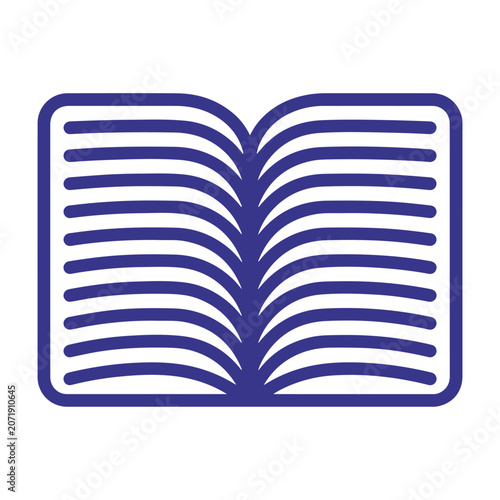 Minimalist outline icon of an open book with curved pages.