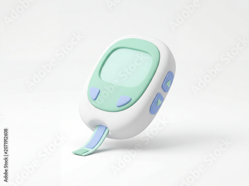 Modern 3D illustration of a glucometer for diabetes health monitoring