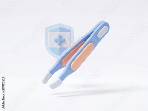 Modern 3D tweezers icon with target symbol for accuracy concept