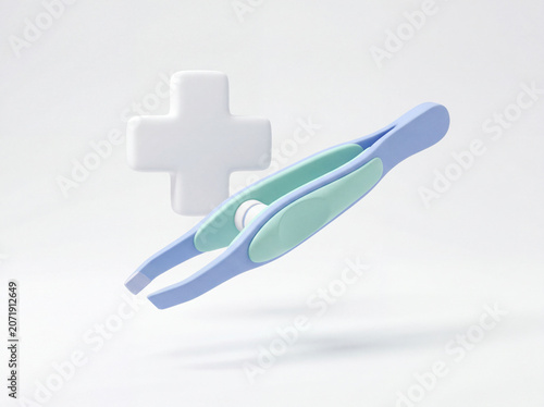 Modern 3D tweezers icon with target symbol for accuracy concept