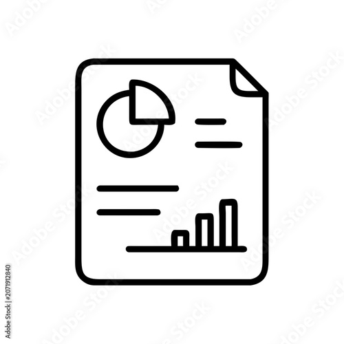 Document with chart and graph vector illustration icon.