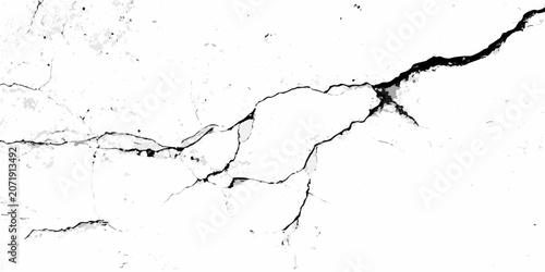 Bild auf Leinwand Cracked plaster texture with a white background displaying a distressed and frag