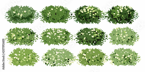 Canvas Print Collection of green tree top views vector illustration on a white background aer