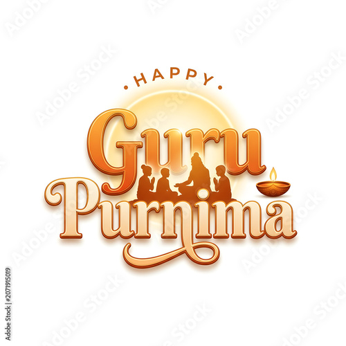 Happy Guru Purnima typography logo banner poster concept in illustration. 