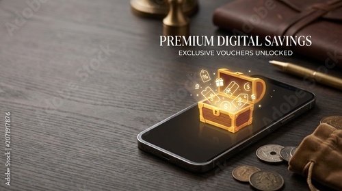 Exclusive Vouchers Revealed on Mobile Device in Modern Home Setting