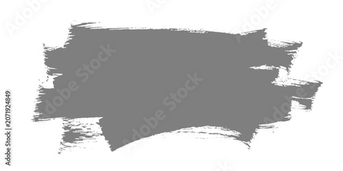 Fotografie A minimalist black ink brush stroke sweeping in a smooth arc, with textured edges and fading bristle marks on a clean white texture background vector