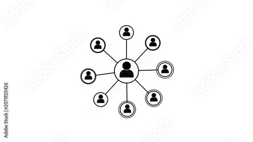 Network system, network connections with people icons and man icon animation. Animation of network connections. futuristic digital network technology concept animation.