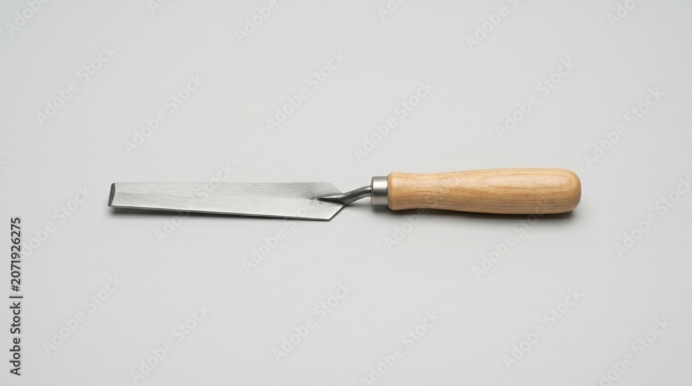Fototapeta premium A professional pointing trowel with a wooden handle isolated on white background