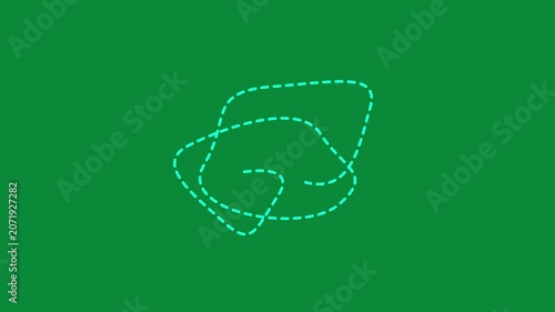 Animated dashed line scribble loop on green screen, hand-drawn motion doodle animation motion green screen 4k video.