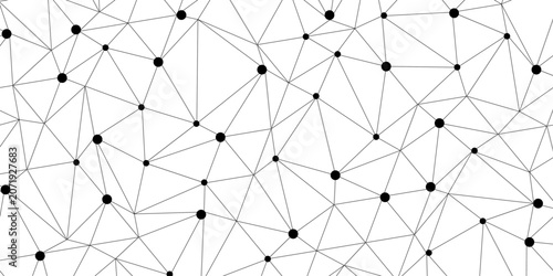 Technology abstract white digital background of connected dot with black line .many squares and rectangle shapes .Internet connection network high digital technology with connecting points and