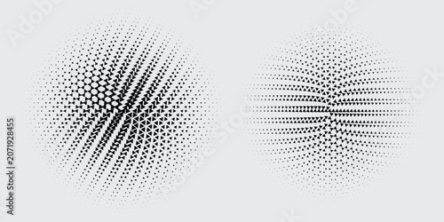 Contemporary monochrome abstract element pack with radial dots, ripple textures, and geometric forms contemporary graphic artwork eps10