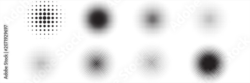 Set of black halftone dots backgrounds. vector