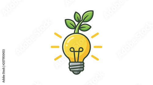 Eco Friendly Light Bulb Concept with Green Leaves