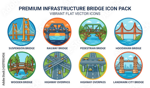 Bild auf Leinwand Premium infrastructure bridge icon pack