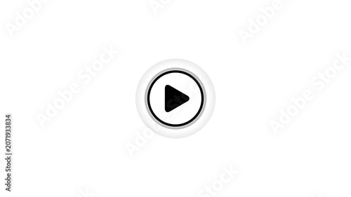 White Play Button Icon Animation with Pulsing Circle Line Indicating Media Video or Audio Start Concept Isolated on White Background, with 4k video animation.
