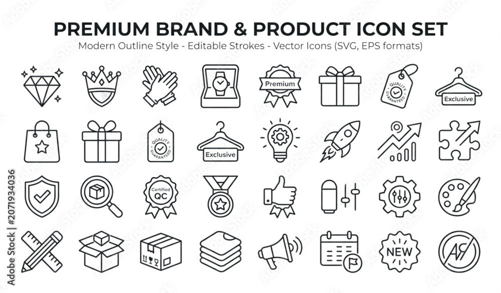 Fototapeta premium Premium brand and product icons set