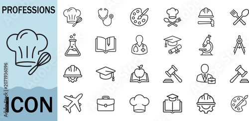 Photography Profession icon set for careers and education