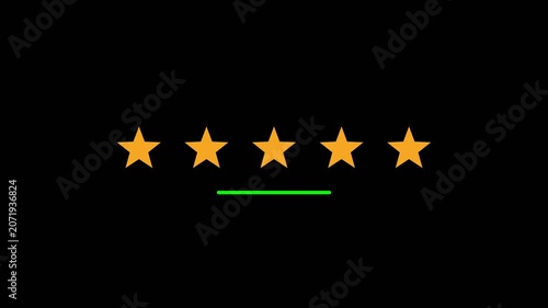 Five Star Customer Rating Animation with Loading Bar on Black