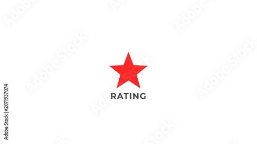 Red Star Rating Animation with Pulse Effect on White Background