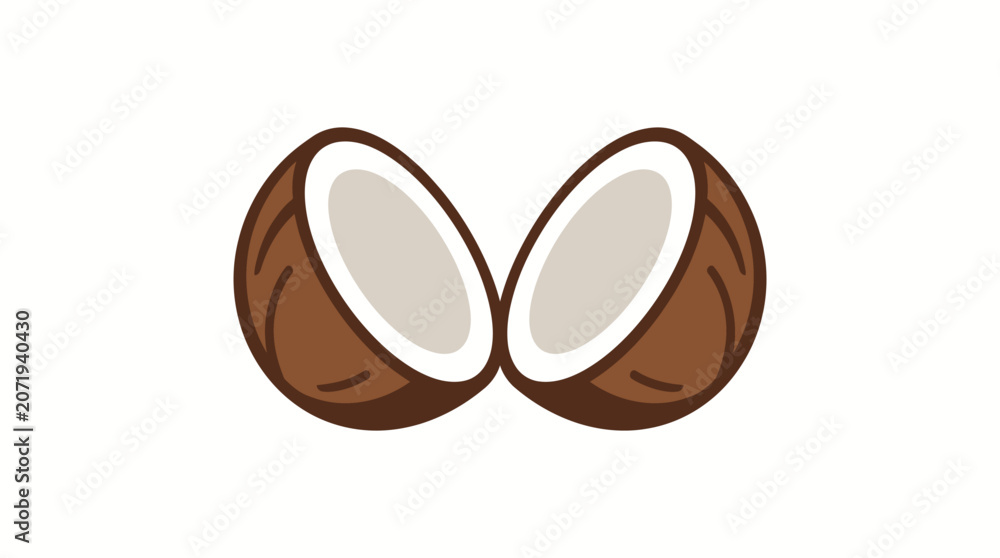 Fototapeta premium Coconut Halves Vector Illustration