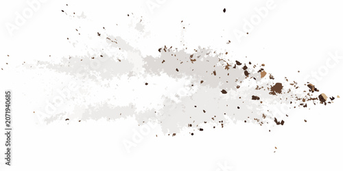 Brown dirt splatter with scattered particles on a transparent background soil mud splash texture earth